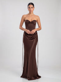 Strapless Corset Satin Maxi Dress