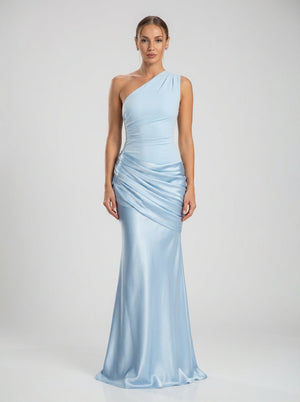 Sadina One-Shoulder Dress – Light Blue