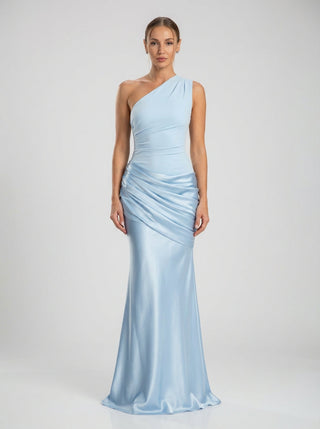 Sadina One-Shoulder Dress – Light Blue