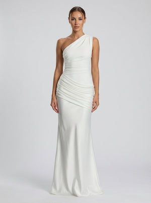 Sadina One-Shoulder Dress – Ivory