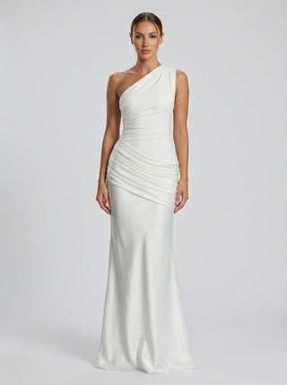 Sadina One-Shoulder Dress – Ivory