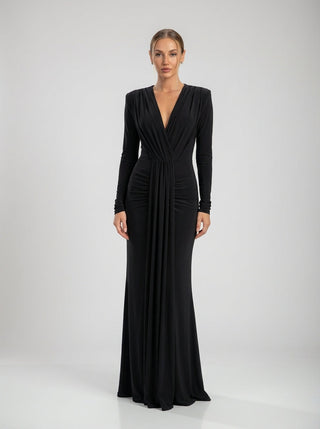 Velina Noir Larissa Gown in midnight black – gown product photo