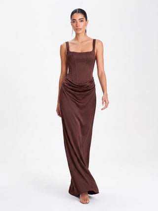 Nocturne Corset Gown – Mocha Eclipse