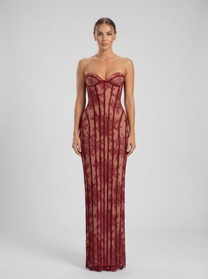 Siana Maxi Dress – Burgundy