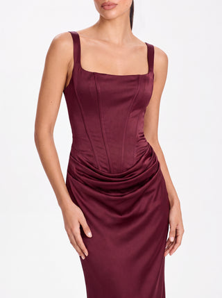 Nocturne Corset Gown – Burgundy Red