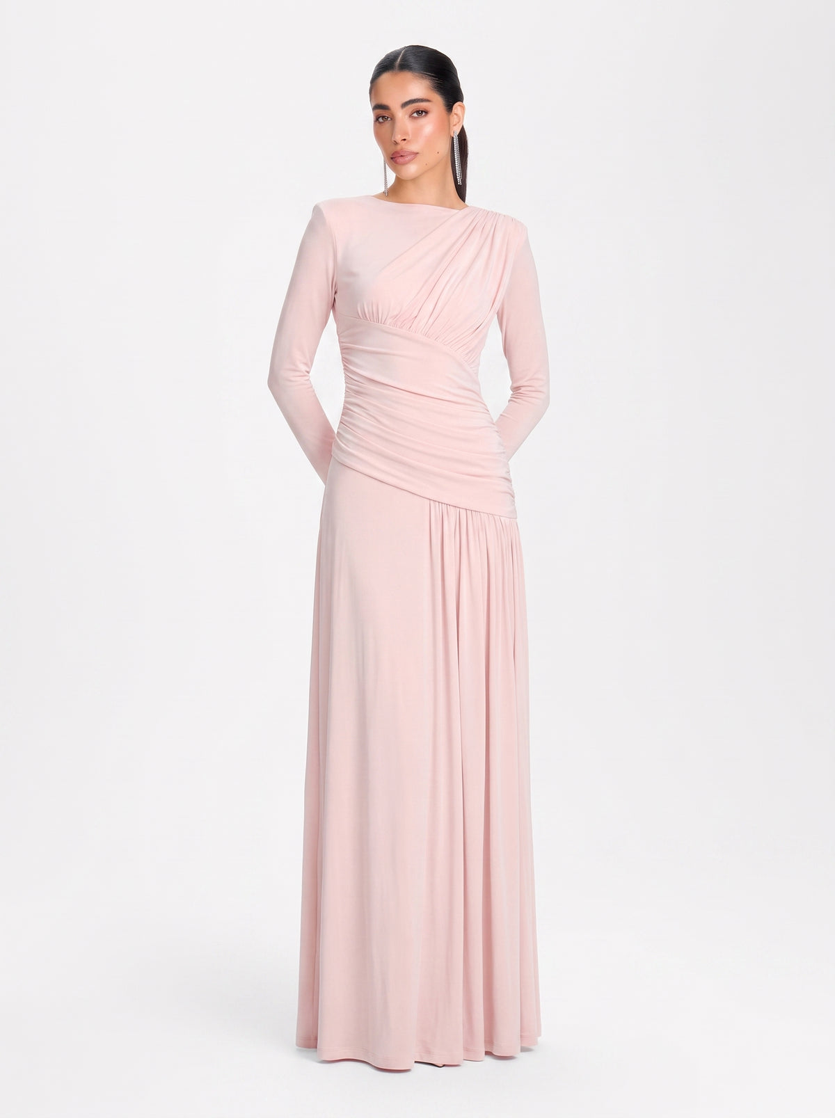 Amara Draped Gown – Blush