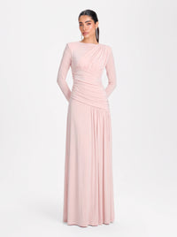Amara Draped Gown – Blush