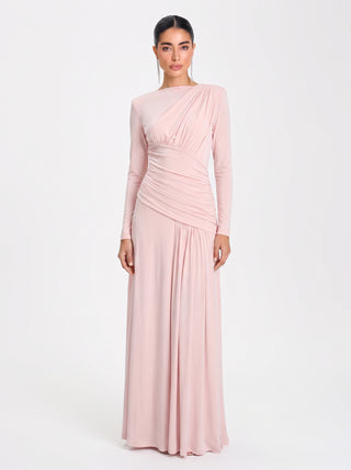 Amara Draped Gown – Blush