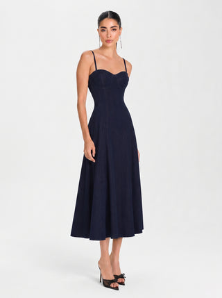 VALENNA Midi Dress – Midnight Sapphire