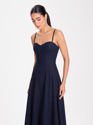 VALENNA Midi Dress – Midnight Sapphire