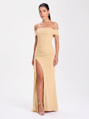 Marceline Slit Gown – Lemon Yellow