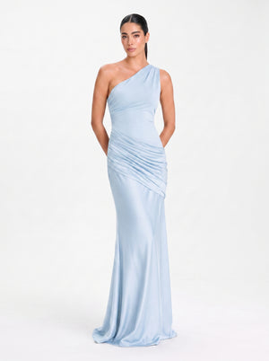Sadina One-Shoulder Dress – Light Blue