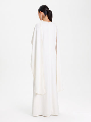 NOURA Cape Dress – Ivory Grace