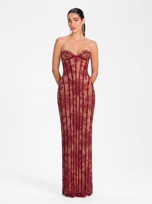 Siana Maxi Dress – Burgundy