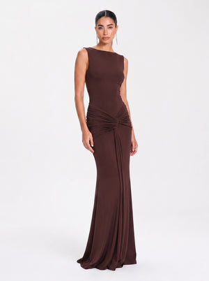 Calista Gown – Mocha Eclipse