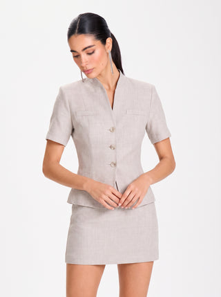 MAEVE Structured Peplum – Stone Taupe