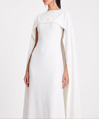 NOURA Cape Dress – Ivory Grace