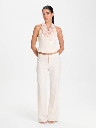 ÉLODIE Tailored Trousers – Ivory Mist