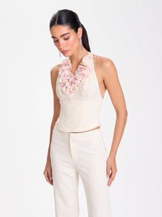 ÉLODIE Tailored Trousers – Ivory Mist