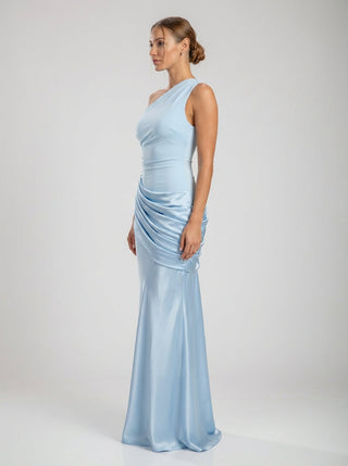 Sadina One-Shoulder Dress – Light Blue