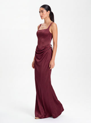 Nocturne Corset Gown – Burgundy Red