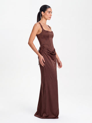 Nocturne Corset Gown – Mocha Eclipse