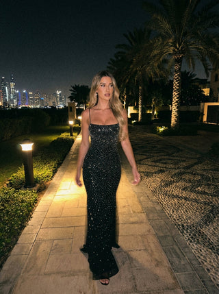 Noctyra Crystal Gown – Black